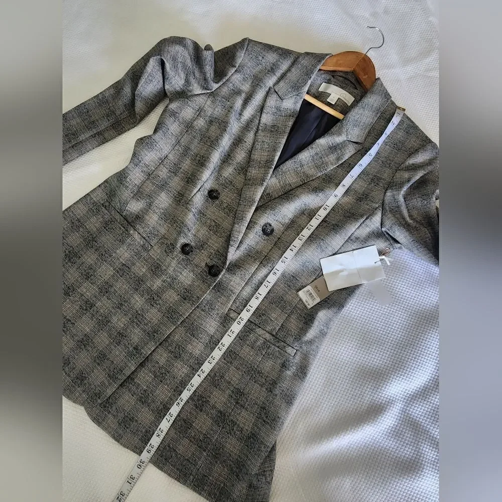 Emerson Rose Chic Gray Plaid Blazer Versatile Modern New With Tags